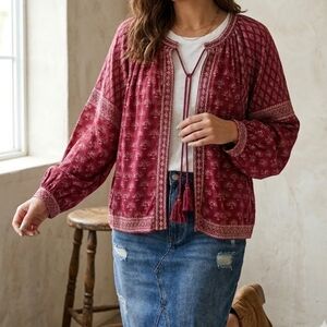 MONSOON Boho Open Top Burgundy XL Ptp 27" Organic Cotton Blend